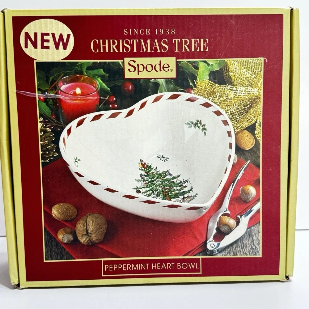 Spode Christmas Tree Peppermint Heart Candy Serving Bowl 8